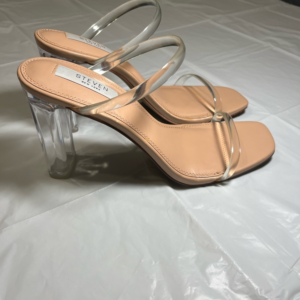 Steve Madden Nude Heels with Clear Straps - Picture 4 of 11